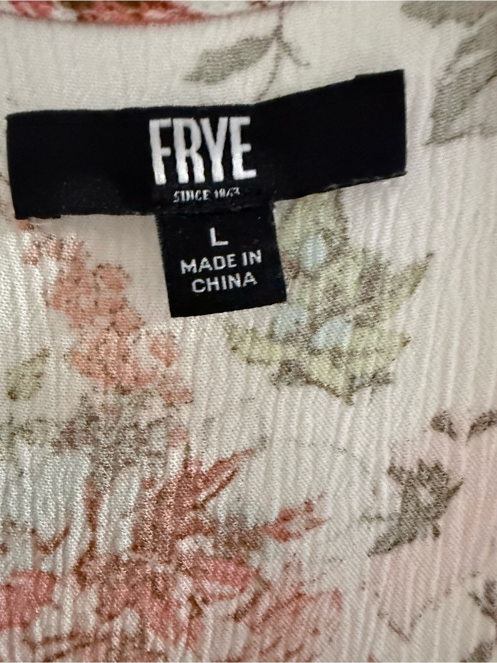 Frye Cream Floral Dress with Pink and Olive Prints - Picture 3 of 3